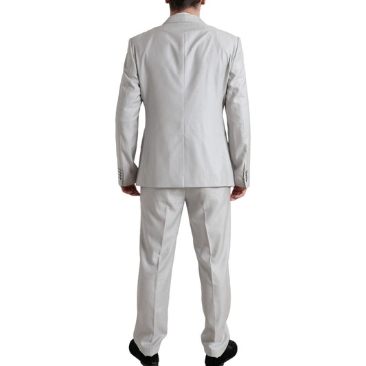 Dolce & Gabbana Elegant Silver Slim Fit Wool-Silk Suit silver-wool-silk-2-piece-slim-fit-suit