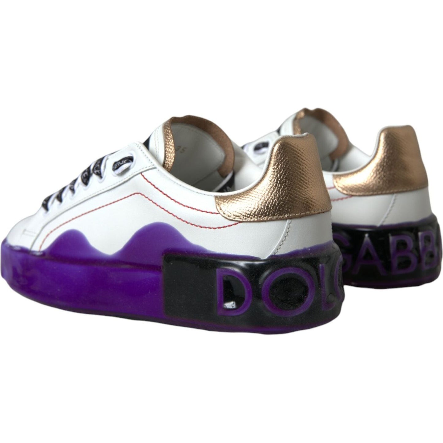 Dolce & Gabbana White Leather Portofino Low Top Sneakers Shoes white-leather-portofino-low-top-sneakers-shoes