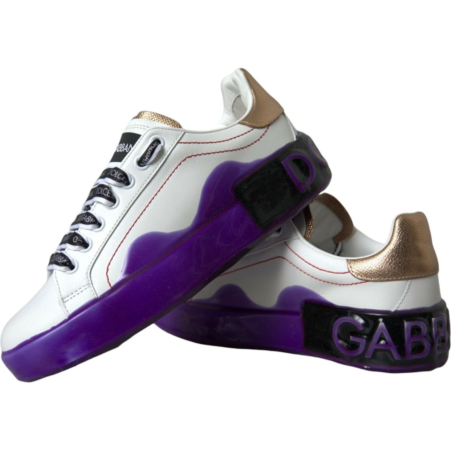 Dolce & Gabbana White Leather Portofino Low Top Sneakers Shoes white-leather-portofino-low-top-sneakers-shoes
