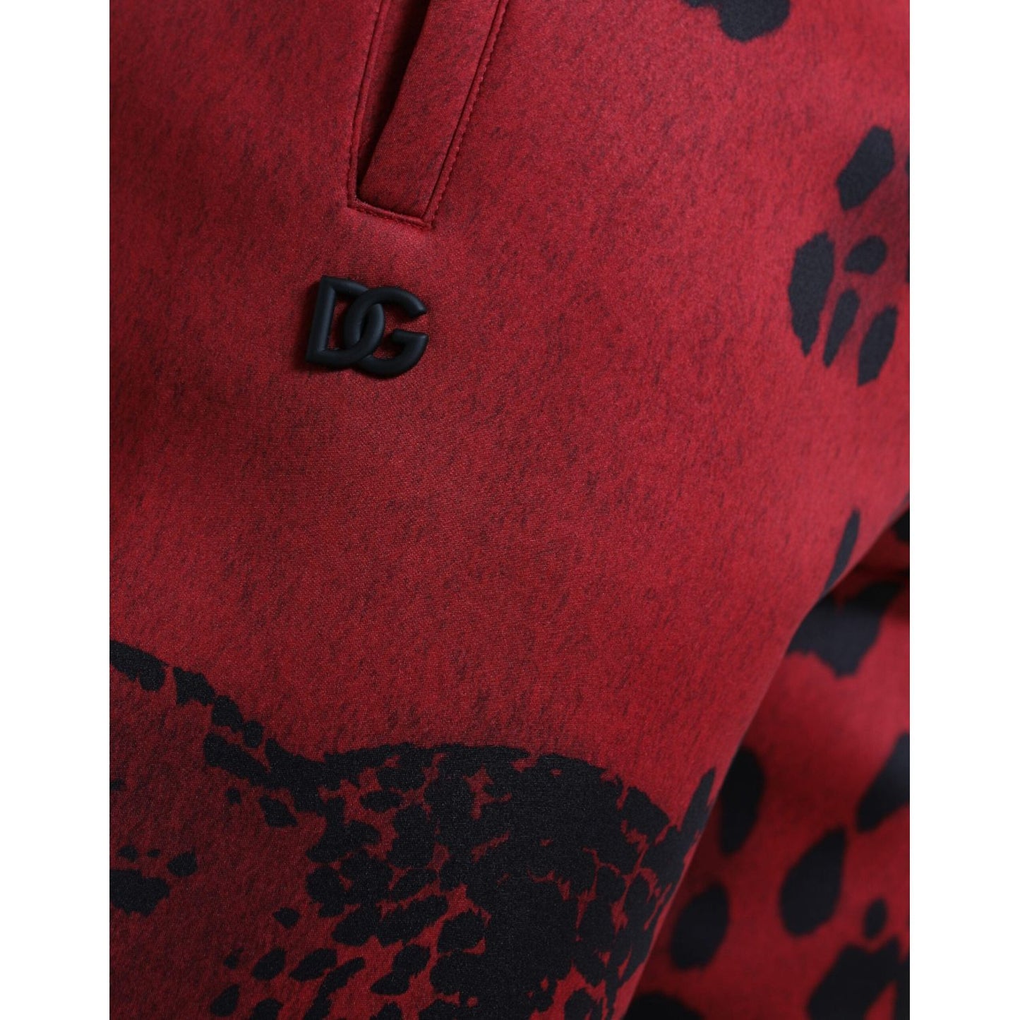 Dolce & Gabbana Elegant Leopard Print Joggers in Red and Black red-black-leopard-stretch-jogger-pants