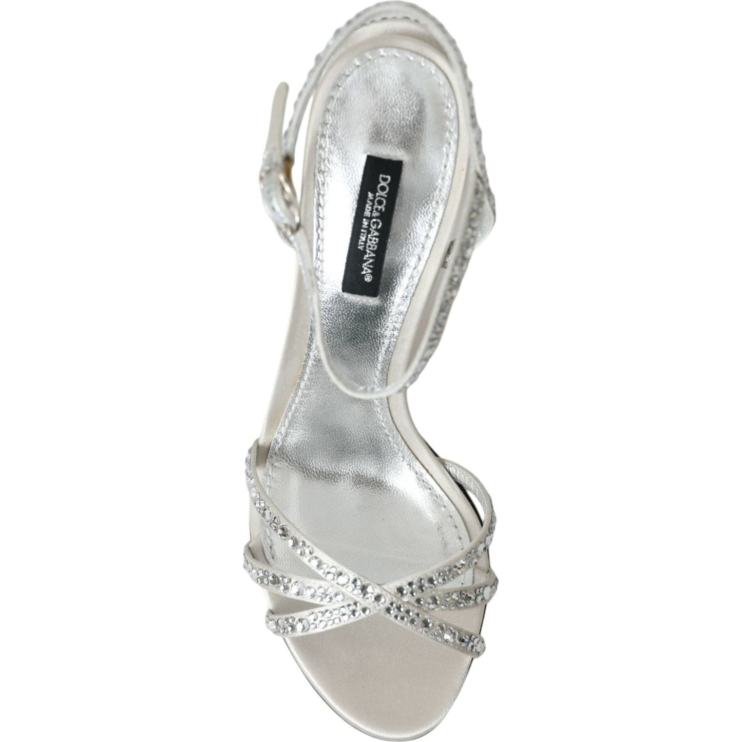 Dolce & Gabbana Silver Viscose Crystal Heels Sandals Shoes silver-viscose-crystal-heels-sandals-shoes