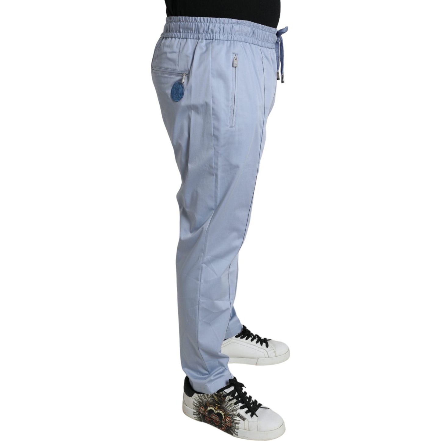 Dolce & Gabbana Elegant Light Blue Jogger Pants for Men light-blue-cotton-stretch-jogger-pants