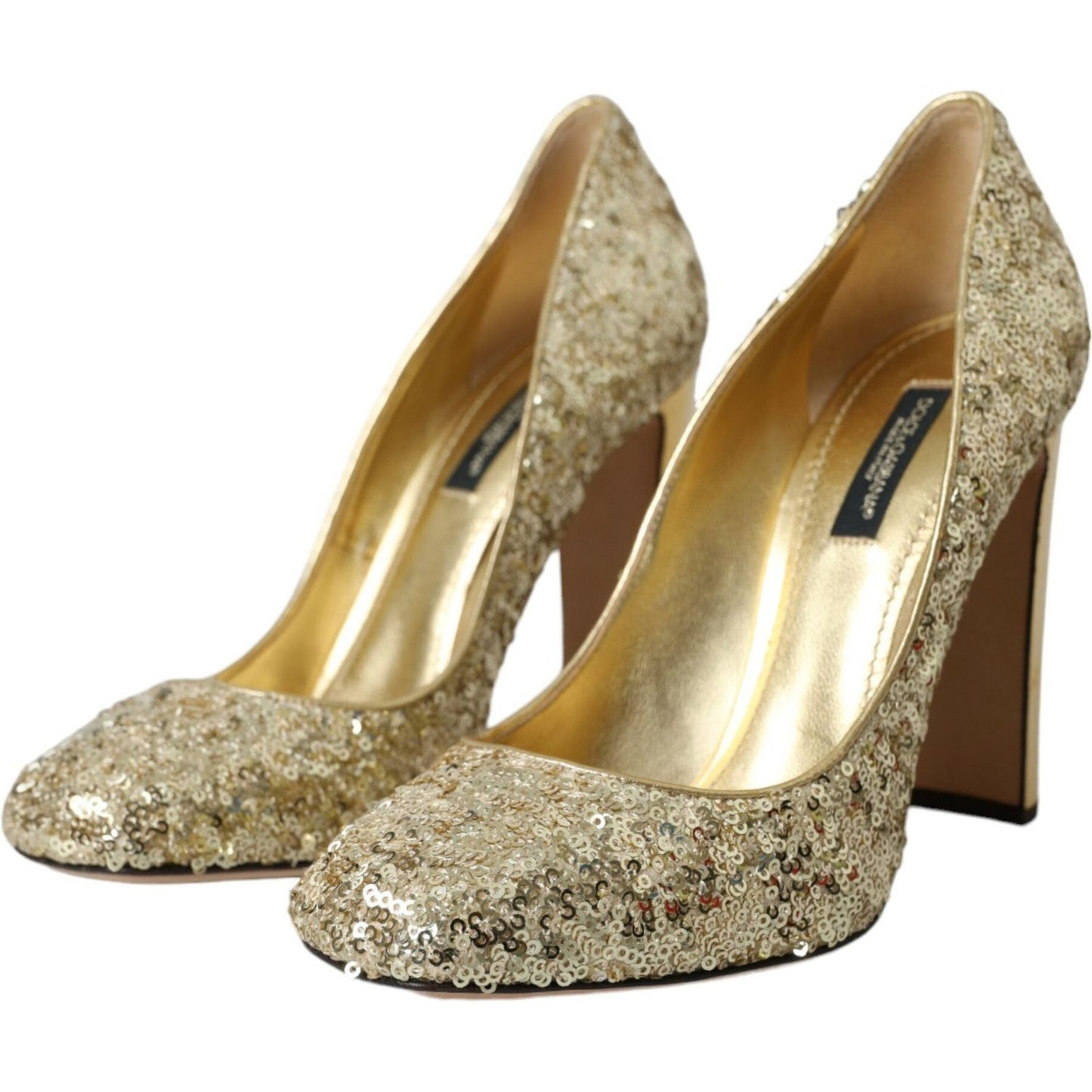 Dolce & Gabbana Gold Sequin Crystal Heels Pumps Shoes gold-sequin-crystal-heels-pumps-shoes