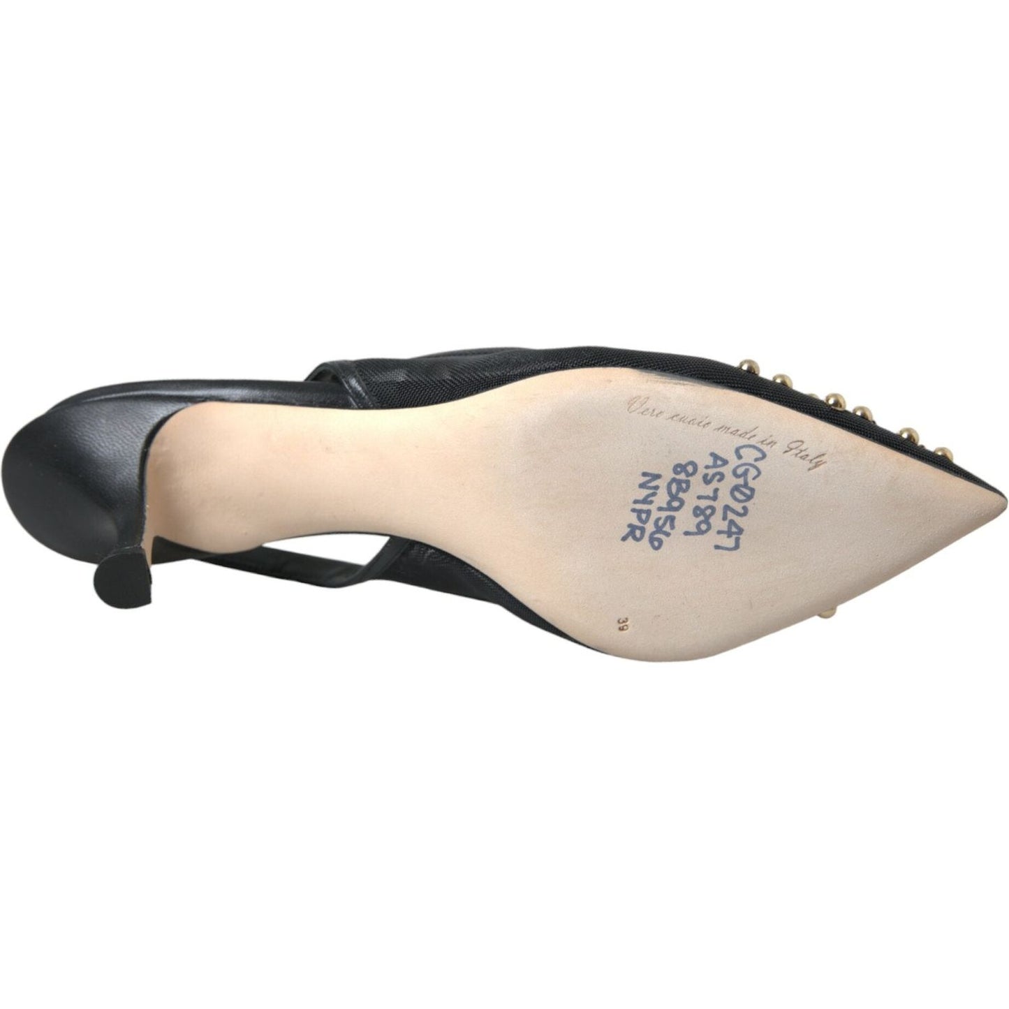 Dolce & Gabbana Black Mesh Embellished Heel Slingbacks Shoes black-mesh-embellished-heel-slingbacks-shoes-1