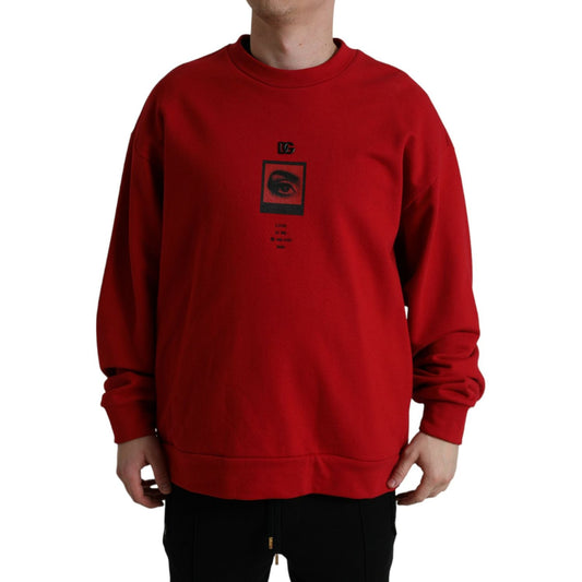Dolce & Gabbana | Stunning Red Graphic Print Crewneck Sweater| McRichard Designer Brands   