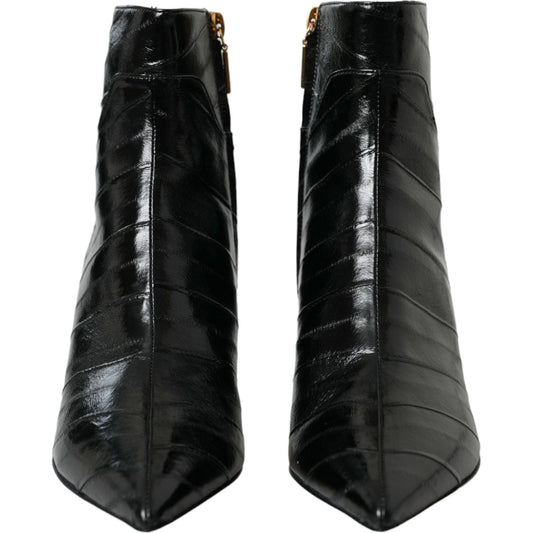 Dolce & GabbanaBlack Eel Leather Logo Short Boots ShoesMcRichard Designer Brands£639.00