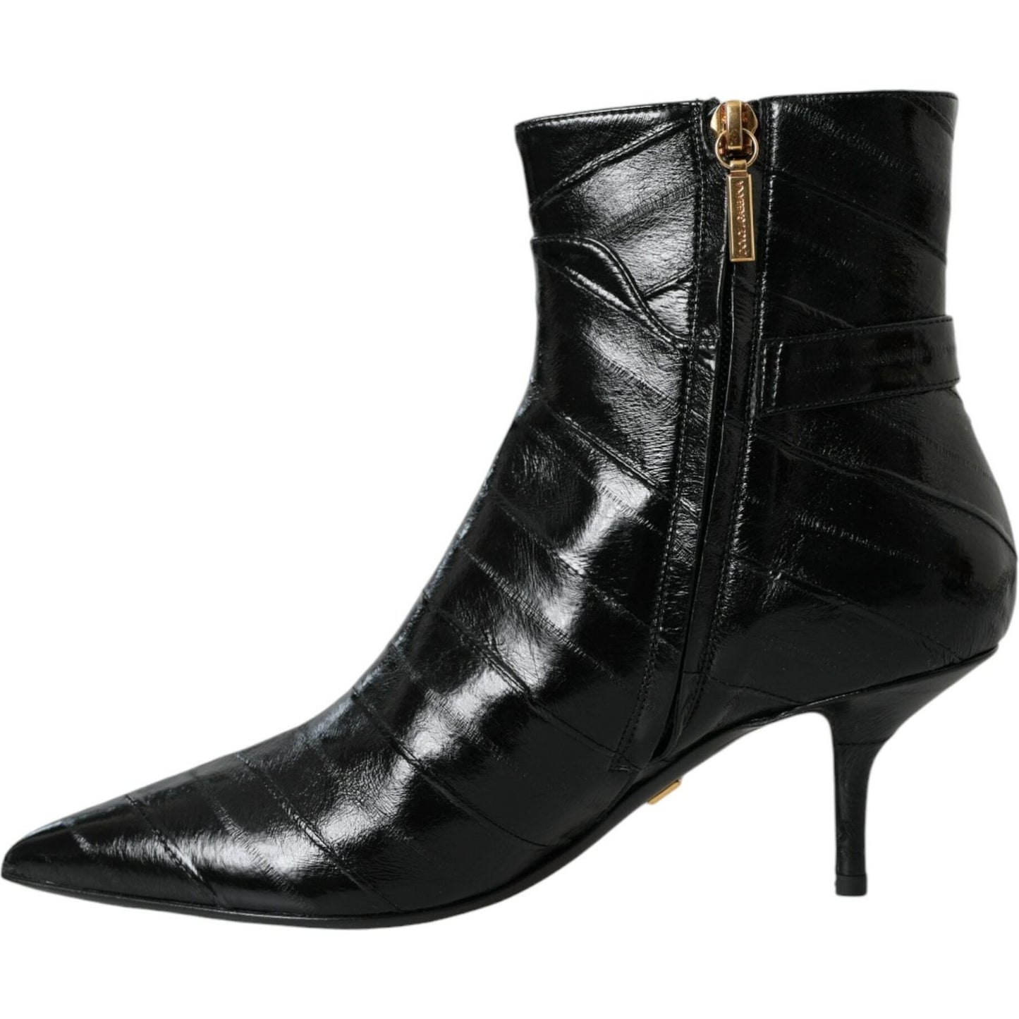 Dolce & Gabbana Black Eel Leather Logo Short Boots Shoes black-eel-leather-logo-short-boots-shoes