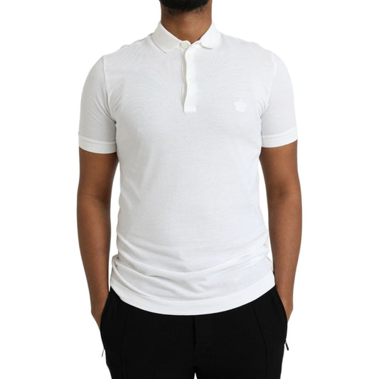 Dolce & Gabbana White Crown Patch CottonCollared Polo T-shirt white-crown-patch-cottoncollared-polo-t-shirt