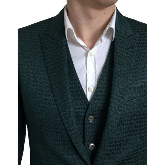 Dolce & Gabbana Emerald Elegance Slim Fit 3-Piece Suit green-3-piece-single-breasted-martini-suit