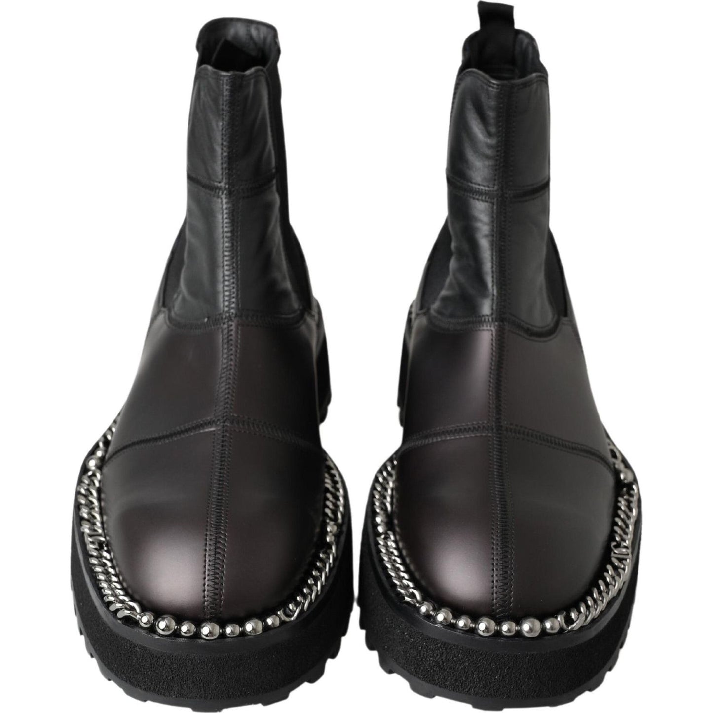 Dolce & Gabbana Elegant Black Ankle Stretch Slip On Boots black-leather-slip-on-stretch-boots