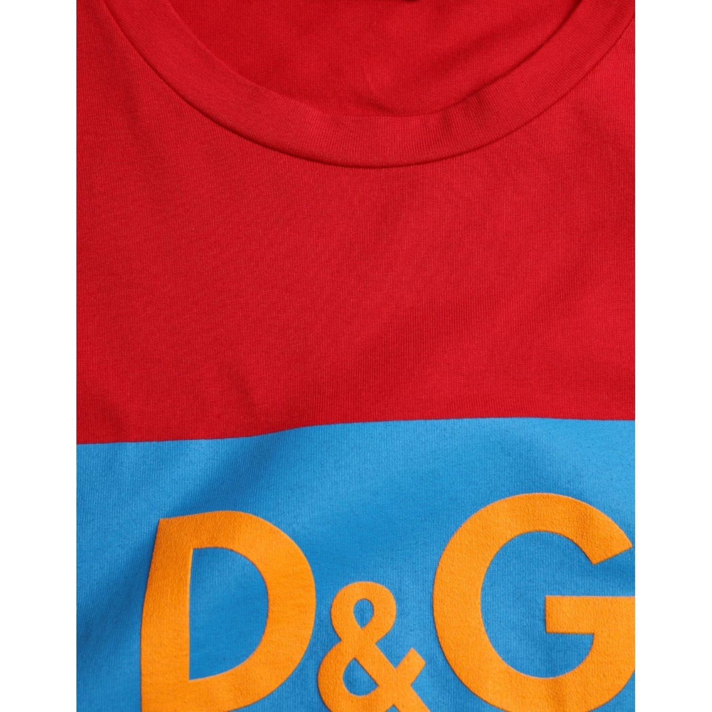 Dolce & Gabbana Red Logo Print Cotton Crew Neck T-shirt red-logo-print-cotton-crew-neck-t-shirt