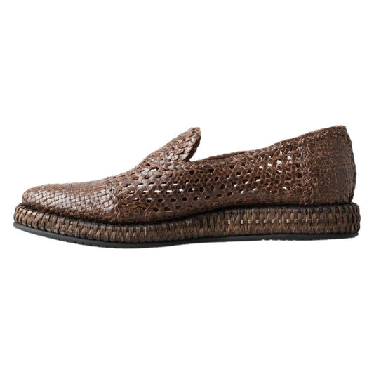Dolce & GabbanaElegant Leather Slipper Loafers in BrownMcRichard Designer Brands£529.00