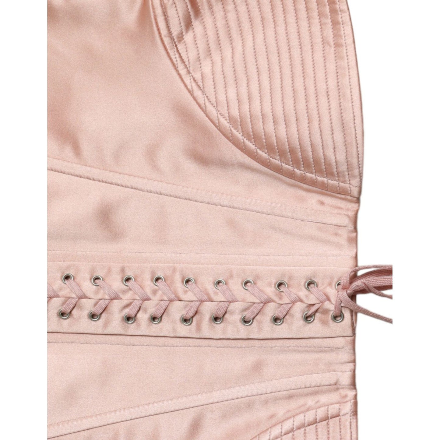 Dolce & Gabbana Elegant Pink Lace-Up Corset Belt pink-silk-stretch-belt-waist-strap-corset-top