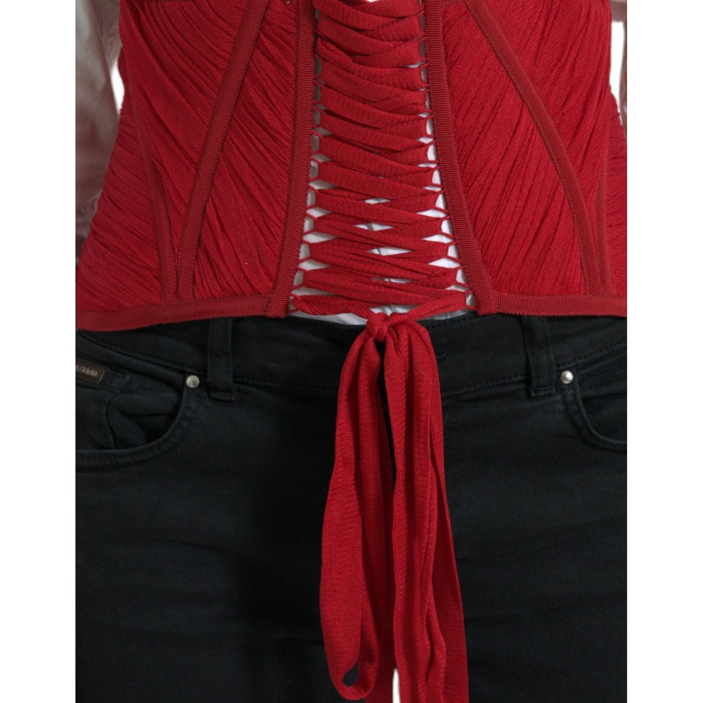 Dolce & Gabbana Silk Corset Waist Belt in Fiery Red red-silk-belt-waist-lace-up-strap-corset