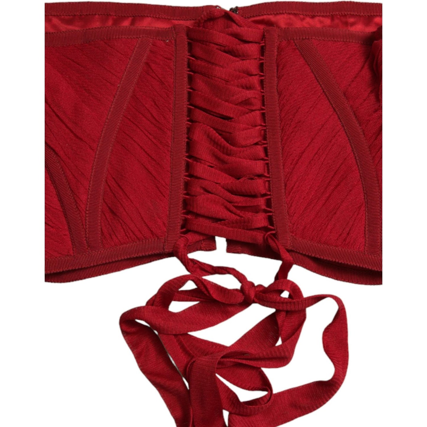 Dolce & Gabbana Silk Corset Waist Belt in Fiery Red red-silk-belt-waist-lace-up-strap-corset