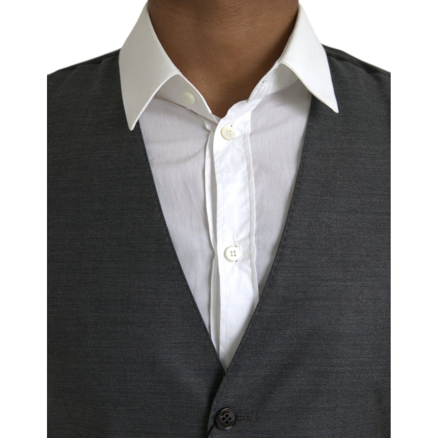 Dolce & Gabbana Gray Wool Formal Dress Waistcoat Vest gray-wool-formal-dress-waistcoat-vest