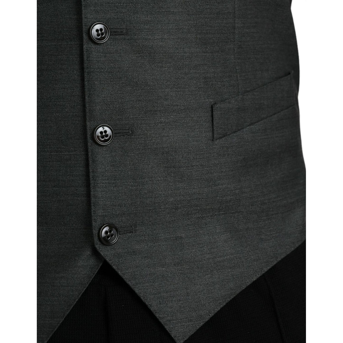 Dolce & Gabbana Gray Wool Formal Dress Waistcoat Vest gray-wool-formal-dress-waistcoat-vest