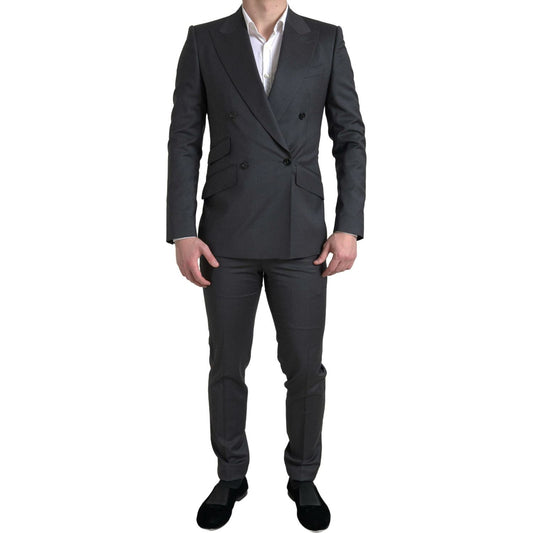 Dolce & Gabbana Sleek Grey Slim Fit Double Breasted Suit gray-2-piece-double-breasted-sicilia-suit