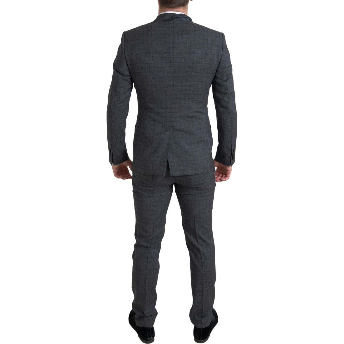 Dolce & Gabbana Elegant Grey Checkered Slim Fit Suit gray-2-piece-single-breasted-martini-suit