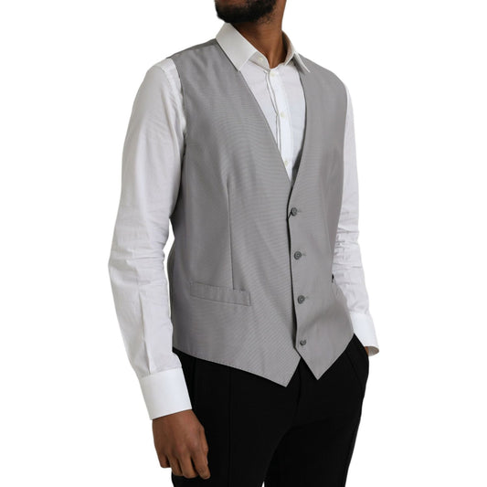 Dolce & Gabbana Light Gray Wool Formal Dress Waistcoat Vest light-gray-wool-formal-dress-waistcoat-vest