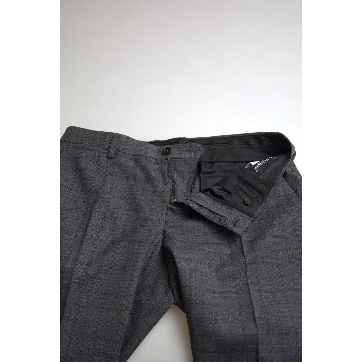 Dolce & Gabbana Elegant Grey Checkered Slim Fit Suit gray-2-piece-single-breasted-martini-suit