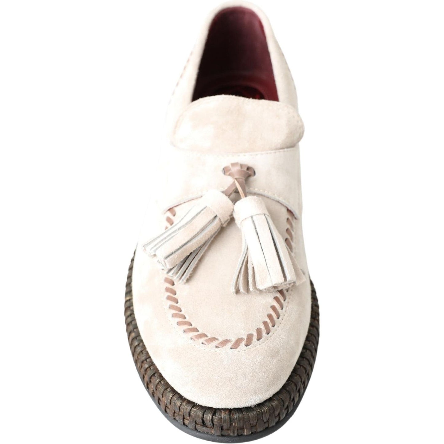 Dolce & Gabbana Elegant Ivory Leather Espadrilles ivory-suede-leather-men-espadrille-shoes