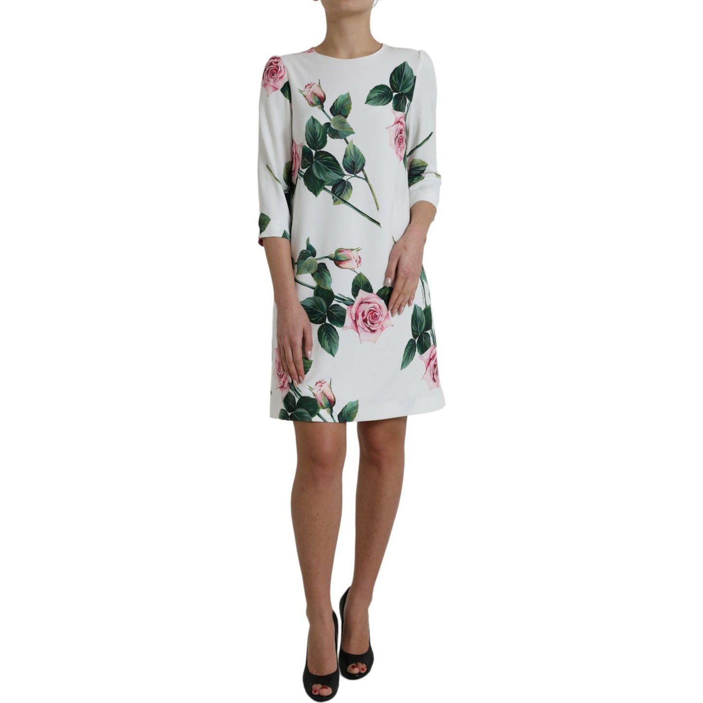 Dolce & Gabbana Elegant Floral A-Line Knee-Length Dress elegant-floral-a-line-knee-length-dress