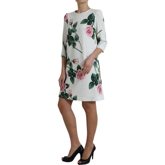 Dolce & Gabbana | Elegant Floral A-Line Knee-Length Dress| McRichard Designer Brands   