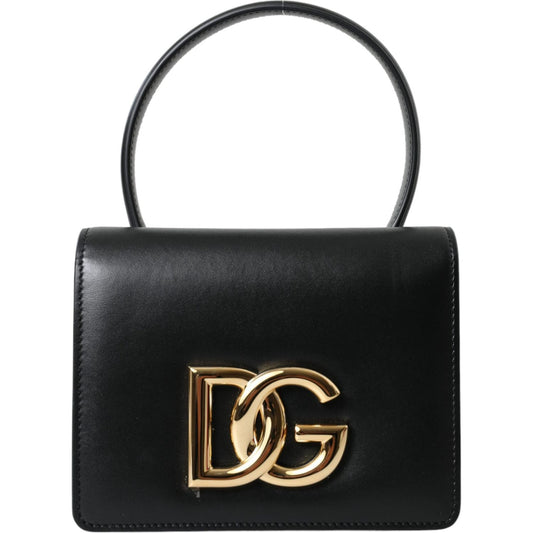 Dolce & Gabbana | Elegant Black Leather Belt Bag with Gold Accents| McRichard Designer Brands   
