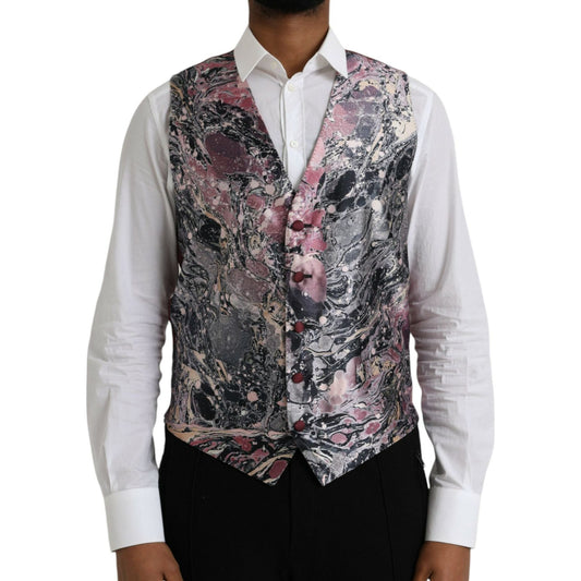 Dolce & Gabbana Multicolor Galaxy Silk Waistcoat Formal Vest multicolor-galaxy-silk-waistcoat-formal-vest