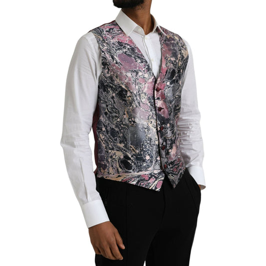 Dolce & Gabbana Multicolor Galaxy Silk Waistcoat Formal Vest multicolor-galaxy-silk-waistcoat-formal-vest