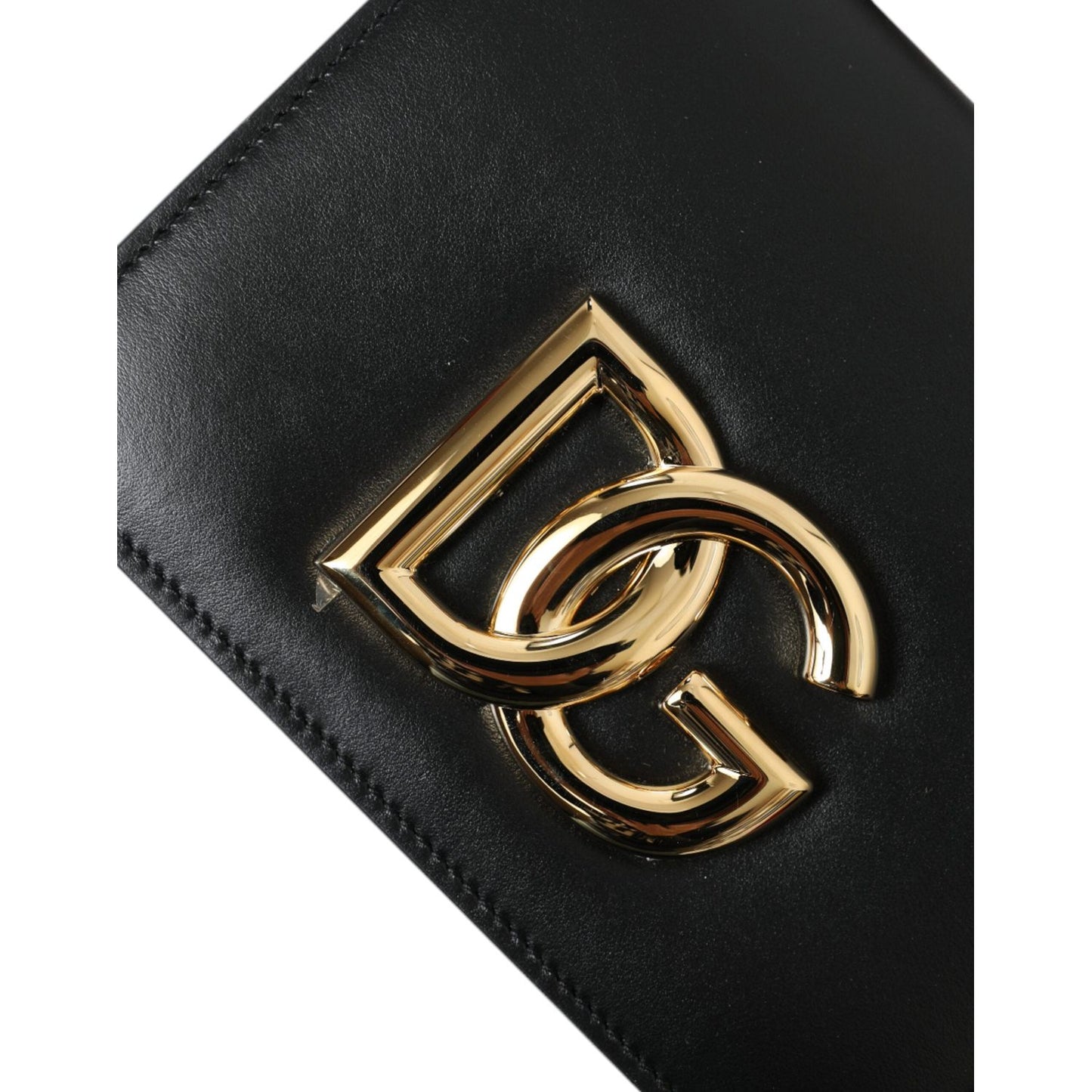 Dolce & Gabbana Elegant Black Leather Belt Bag with Gold Accents black-leather-mini-belt-waist-dg-girls-purse-bag