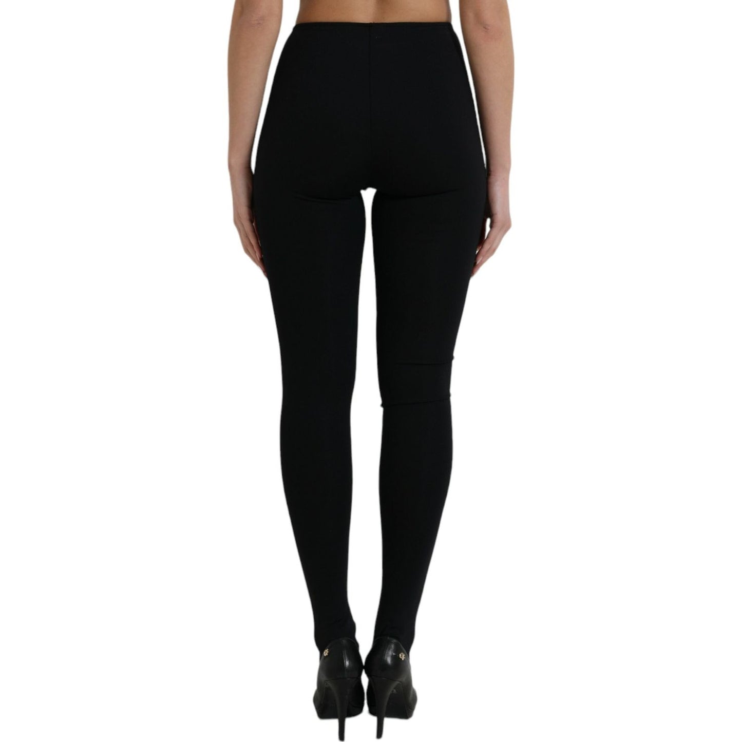 Dolce & Gabbana Elegant High Waist Black Leggings black-nylon-stretch-slim-leggings-pants