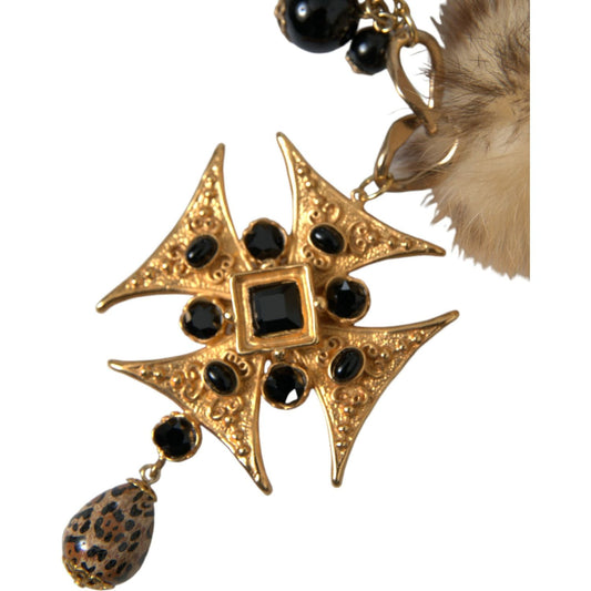 Dolce & GabbanaGold Black Crystals Lapin Fur Filigree Chocker NecklaceMcRichard Designer Brands£999.00
