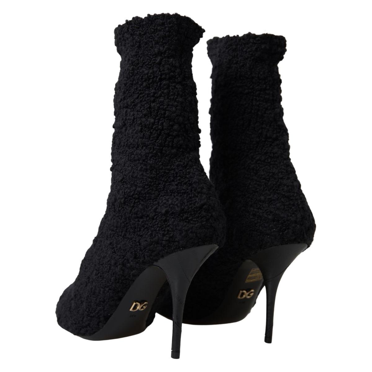 Dolce & Gabbana Elegant Virgin Wool Mid Calf Boots black-stiletto-heels-mid-calf-boots