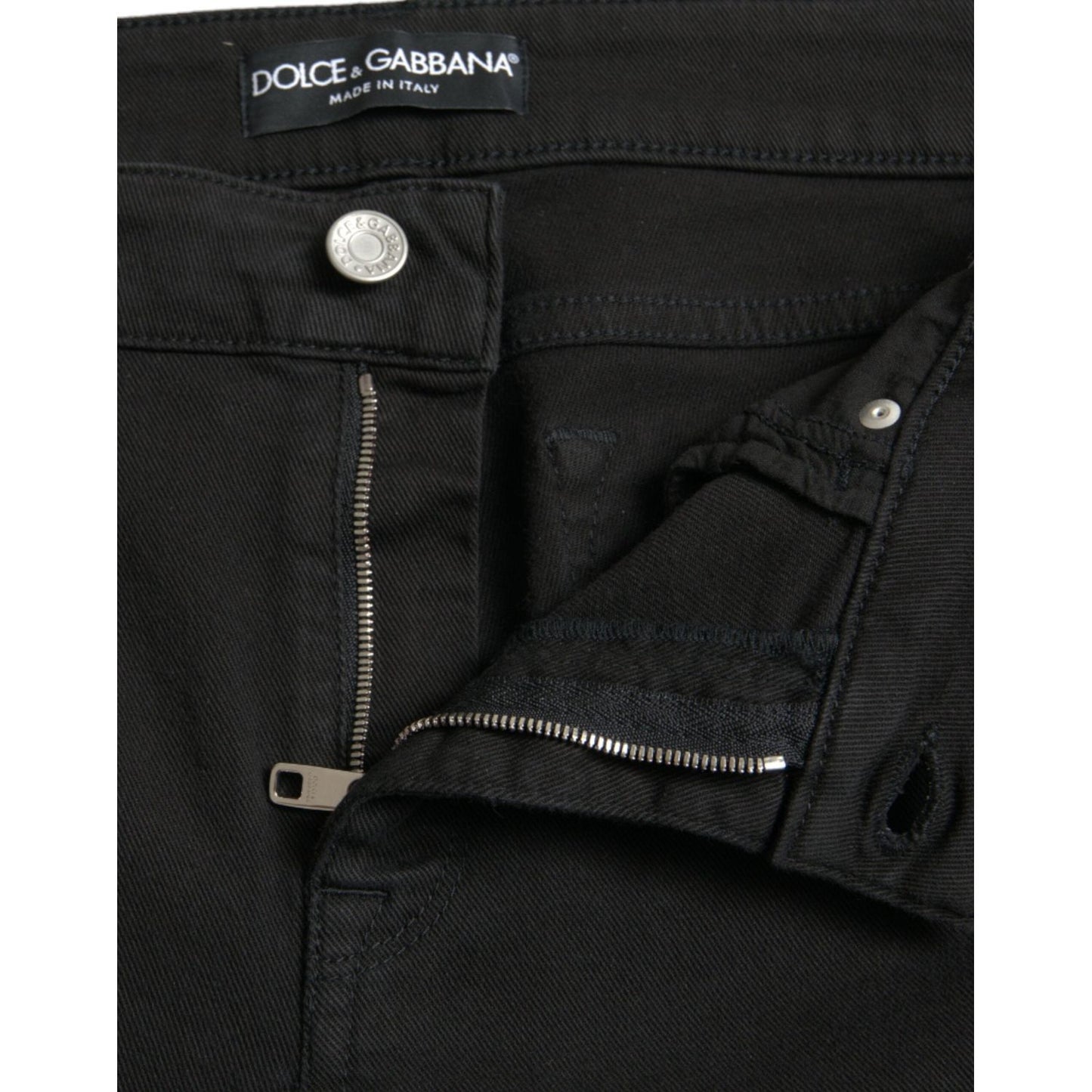 Dolce & Gabbana | Chic Black Mid Waist Denim Jeans| McRichard Designer Brands   