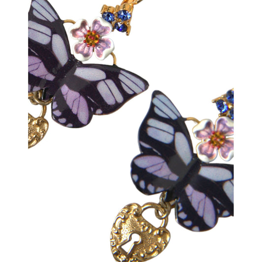 Dolce & GabbanaGold Purple Crystal Butterfly Heart Locket EarringsMcRichard Designer Brands£289.00