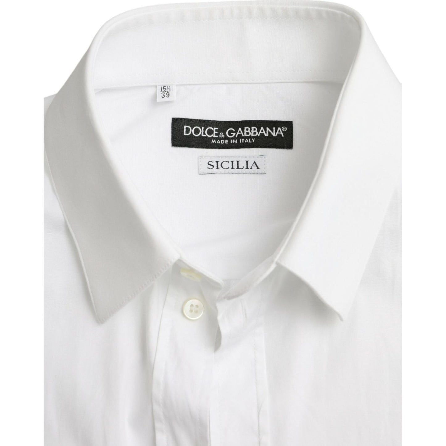 Dolce & Gabbana White Cotton Stretch Formal SICILIA Shirt white-cotton-stretch-formal-sicilia-shirt