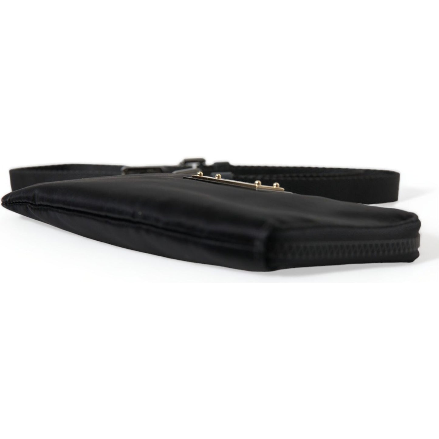 Dolce & Gabbana | Elegant Black Nylon & Leather Pouch| McRichard Designer Brands   