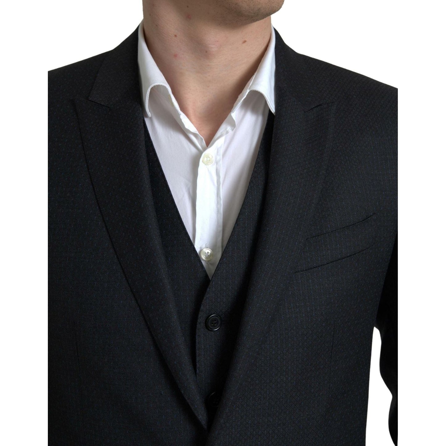 Dolce & Gabbana Elegant Black Martini Slim Fit 3-Piece Suit black-3-piece-single-breasted-martini-suit-1