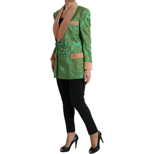 Dolce & Gabbana Floral Elegance Double Breasted Blazer green-floral-double-breasted-coat-jacket