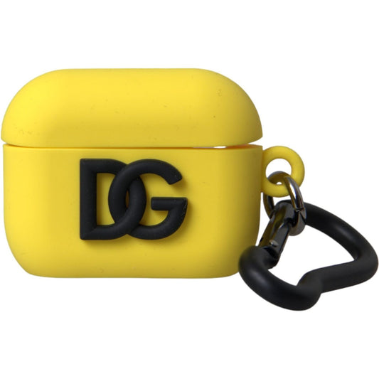 Yellow Silicone Logo Embossed Airpods Case