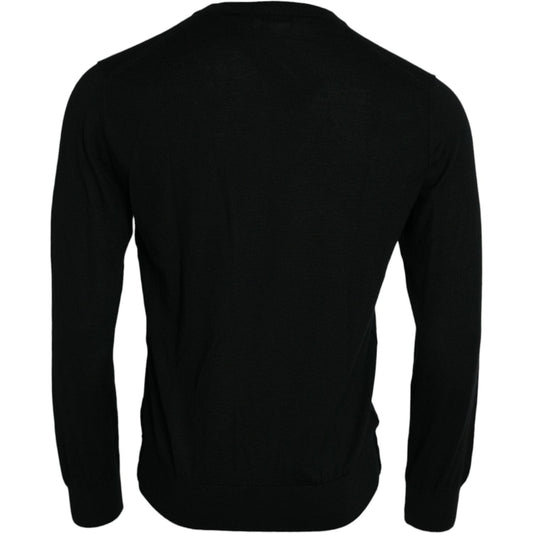 Dolce & Gabbana Elegant Black Cashmere Pullover Sweater black-cashmere-crew-neck-pullover-sweater