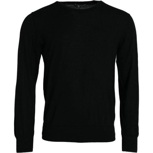 Dolce & Gabbana Elegant Black Cashmere Pullover Sweater black-cashmere-crew-neck-pullover-sweater