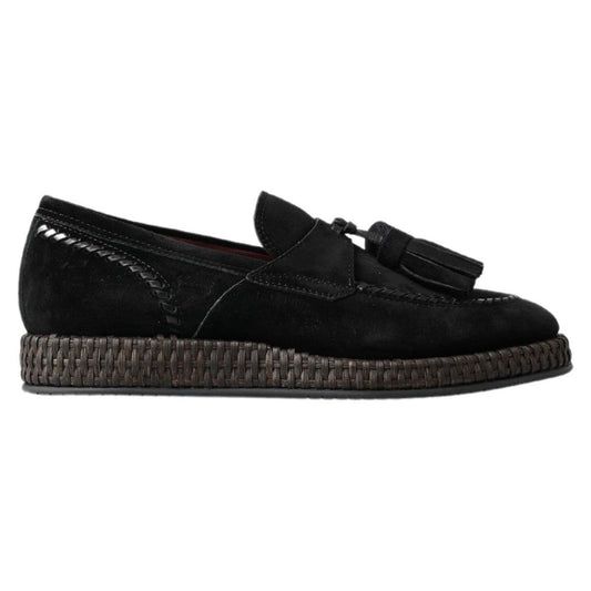 Dolce & Gabbana Chic Black Suede Espadrille Sneakers black-suede-leather-casual-espadrille-shoes-1