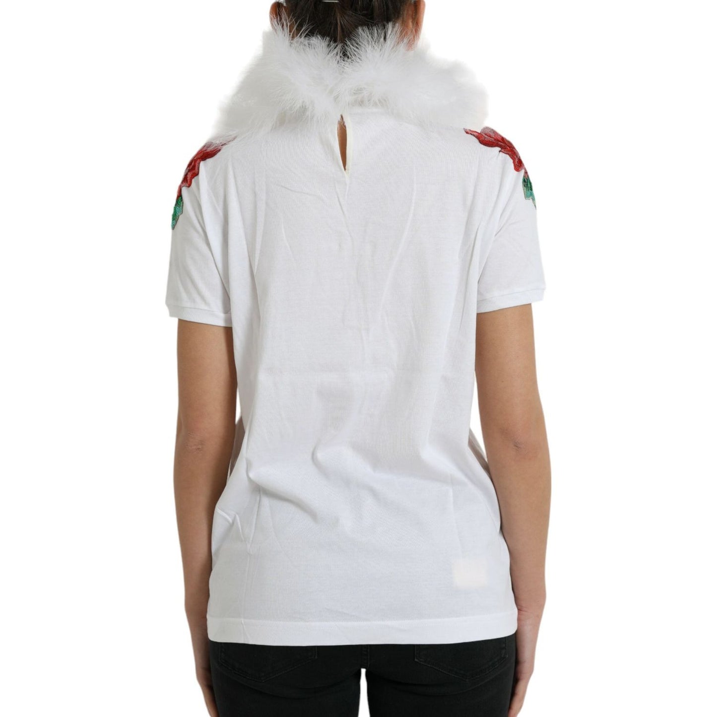 Dolce & Gabbana Elegant Sequined Cotton Tee white-cotton-christmas-sequin-fur-t-shirt-1