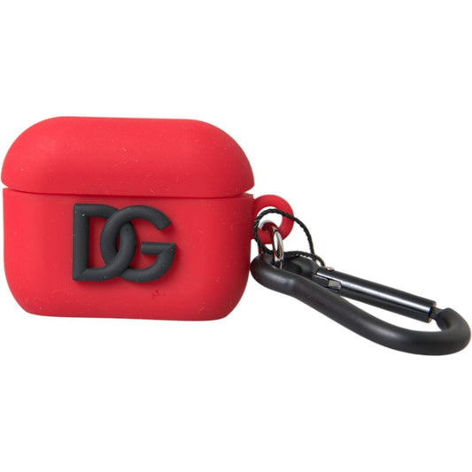 Red Silicone Rubber Logo Embossed Airpods Case