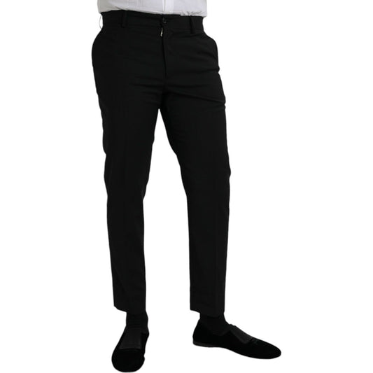 Dolce & Gabbana Black Wool SlimFit Dress Formal Pants black-wool-slimfit-dress-formal-pants