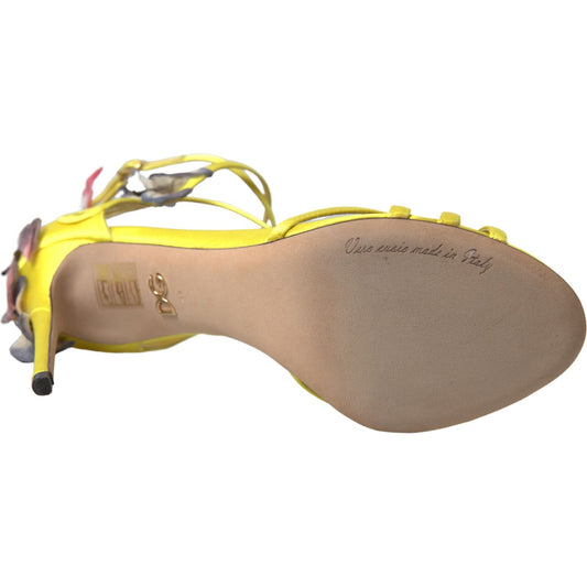Dolce & Gabbana Enchanting Yellow Ankle Strap Sandals yellow-keira-butterfly-appliques-sandals