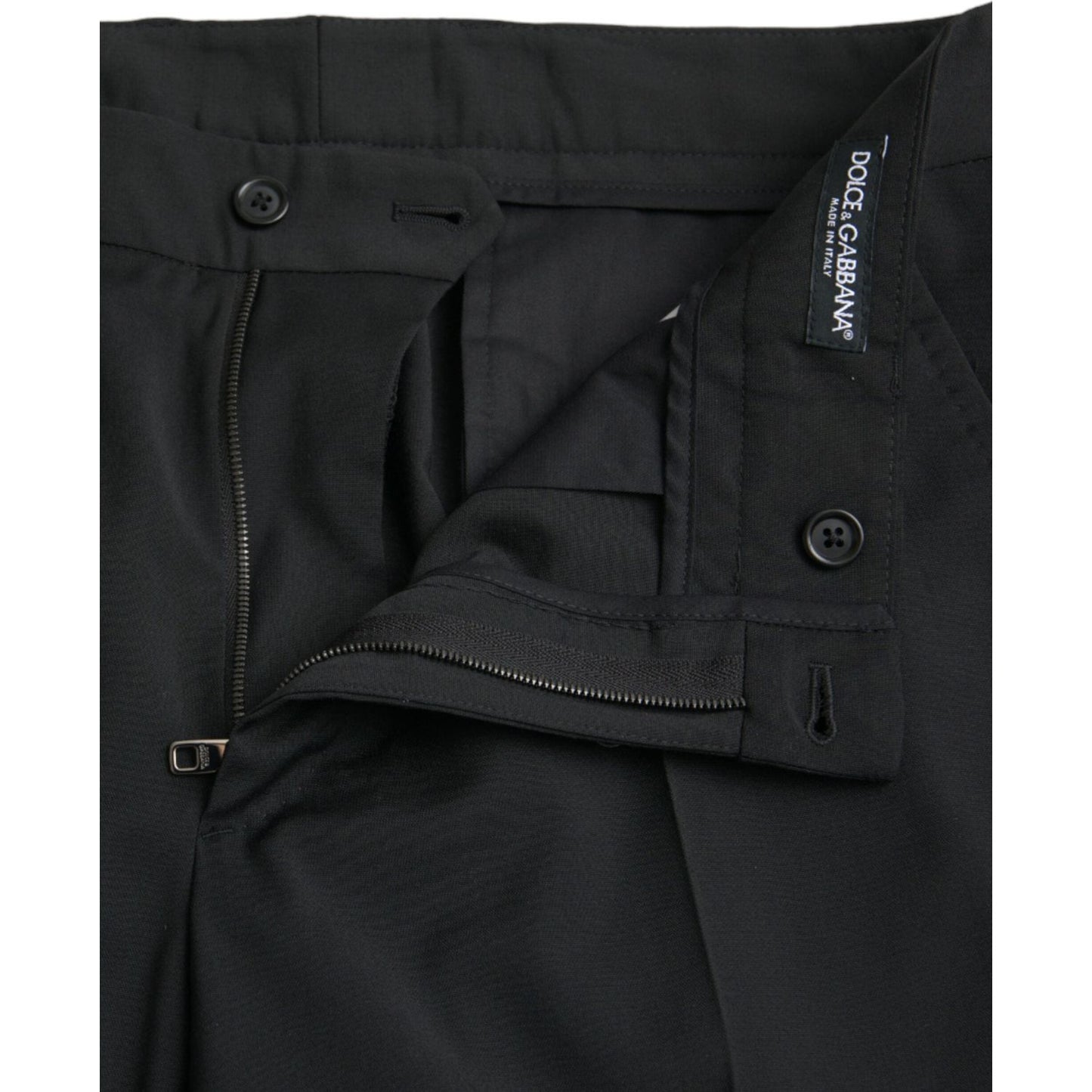 Dolce & Gabbana Black Wool SlimFit Dress Formal Pants black-wool-slimfit-dress-formal-pants